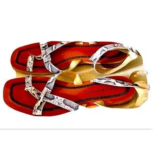 Lucky Brand Women's Crisscross Snakeskin Print Wedge Sandals Size 7